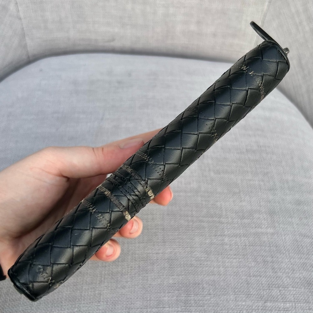RARE BOTTEGA VENETA Anthracite Black Weave Intrecciato Zip Around Long Wallet - Picture 3 of 10